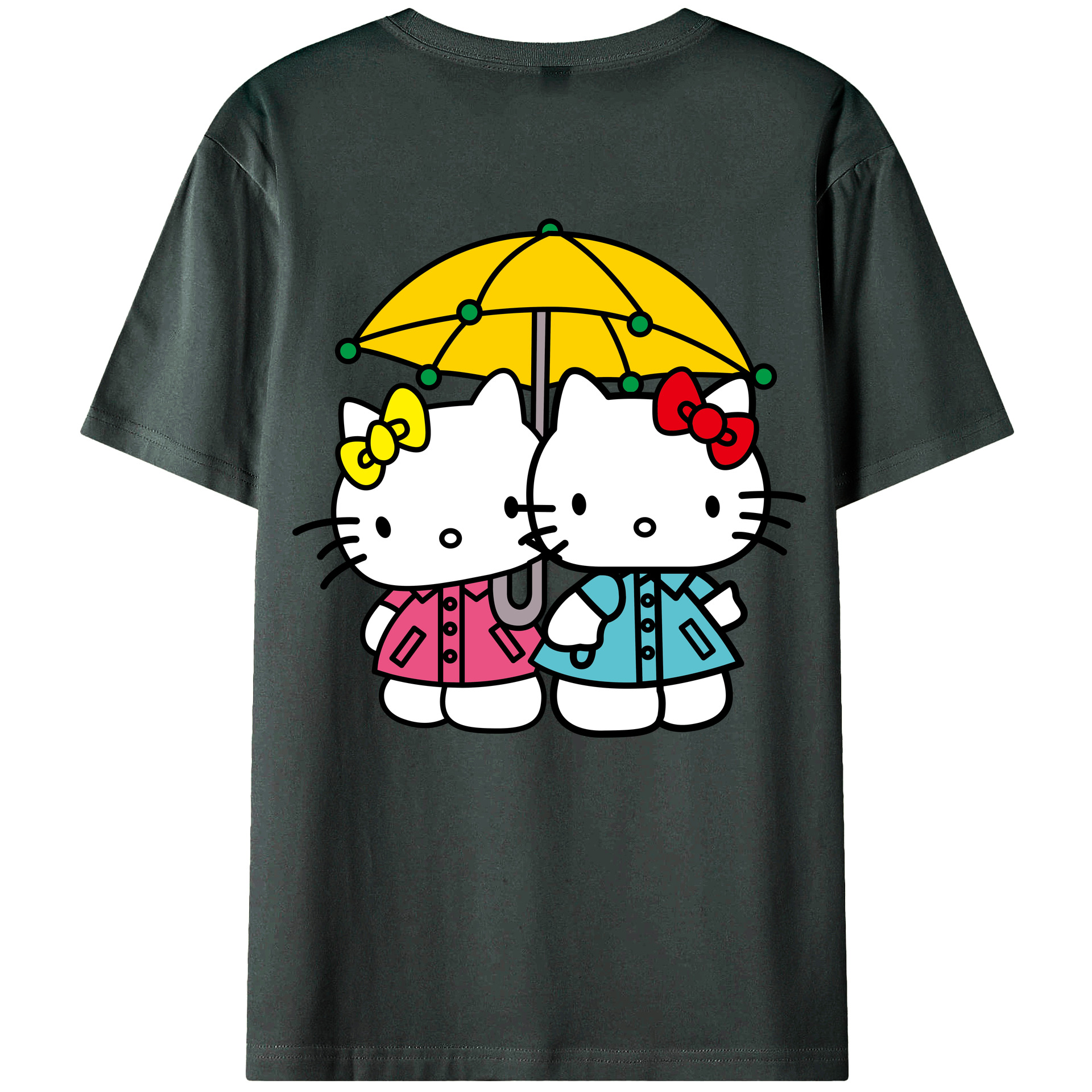 （画像用） Hello Kitty ハローキティ 綿100％ メンズ半袖Tシャツ（バックプリント） 通気性